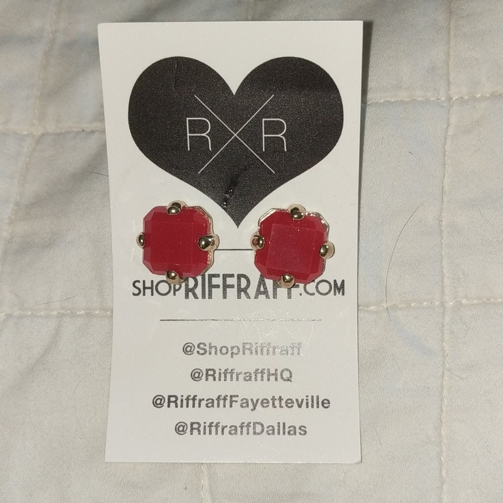 NWT Riff Raff earrings, red and gold